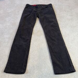 AG Adriano Goldschmied Black Charcoal Velvet Corduroy Straight Leg Pants Size 25